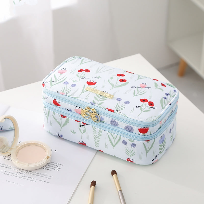 Cosmetic Makeup Toiletries Bag for Travel- Blue Poppy