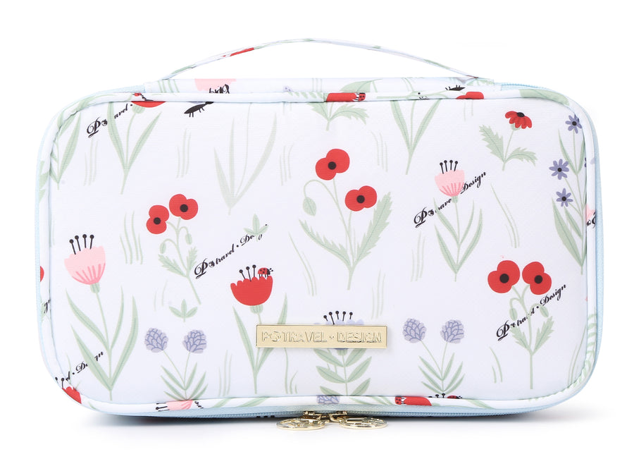 Cosmetic Makeup Toiletries Bag for Travel- Blue Poppy