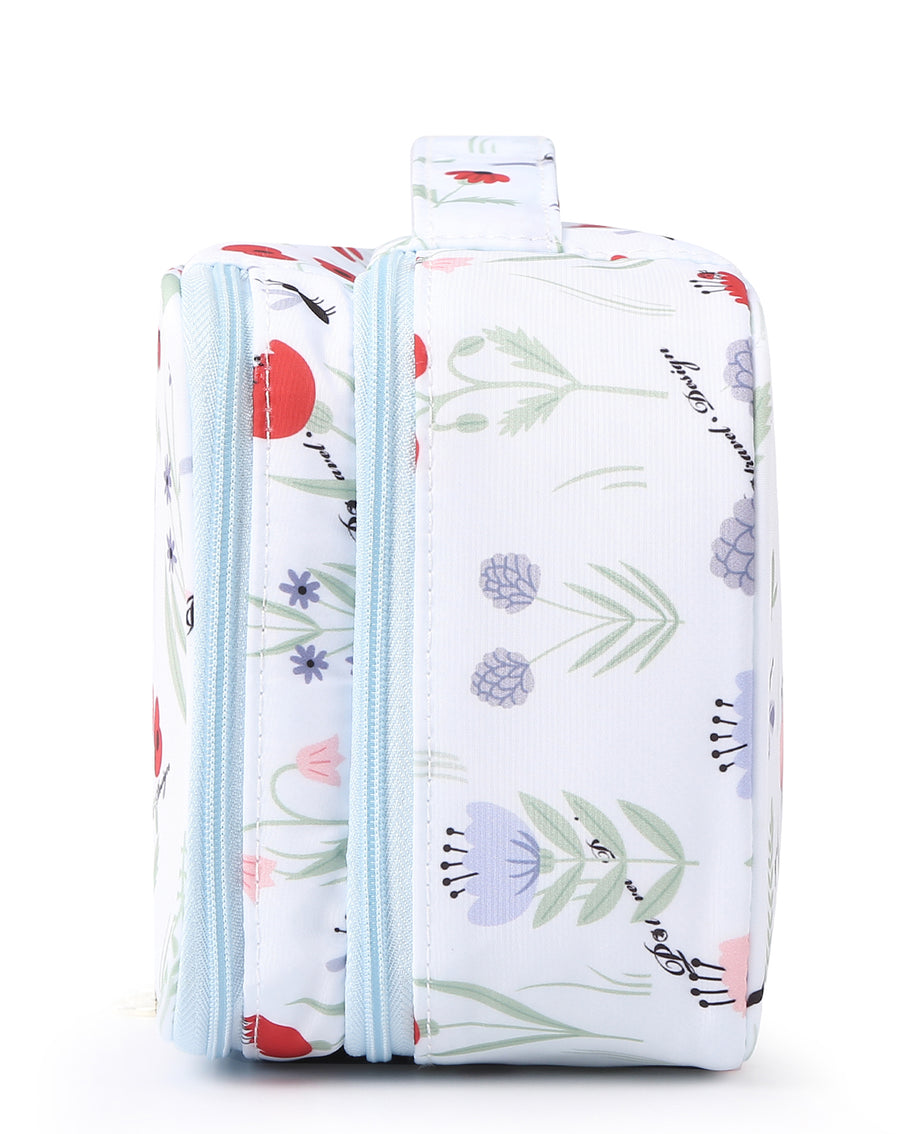 Cosmetic Makeup Toiletries Bag for Travel- Blue Poppy