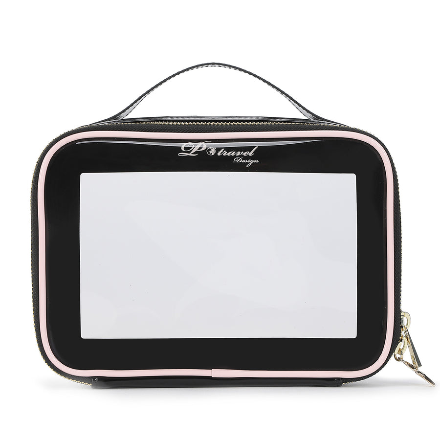 Cosmetic Makeup Toiletries Clear Bag -Black Trim