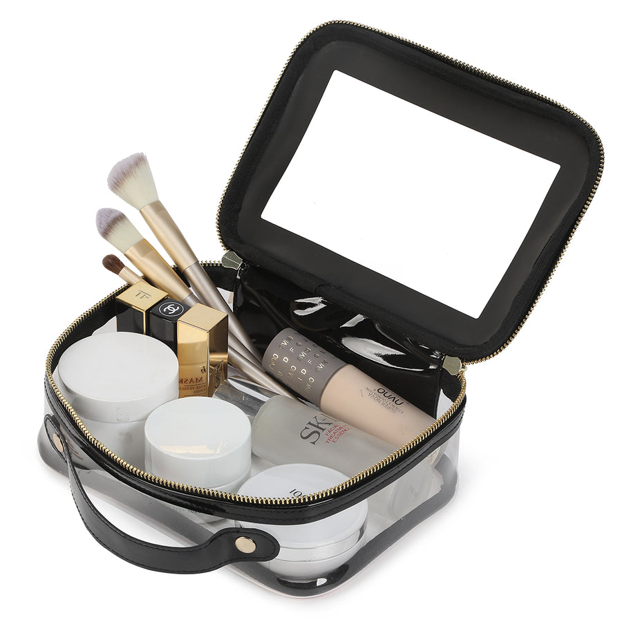 Cosmetic Makeup Toiletries Clear Bag -Black Trim