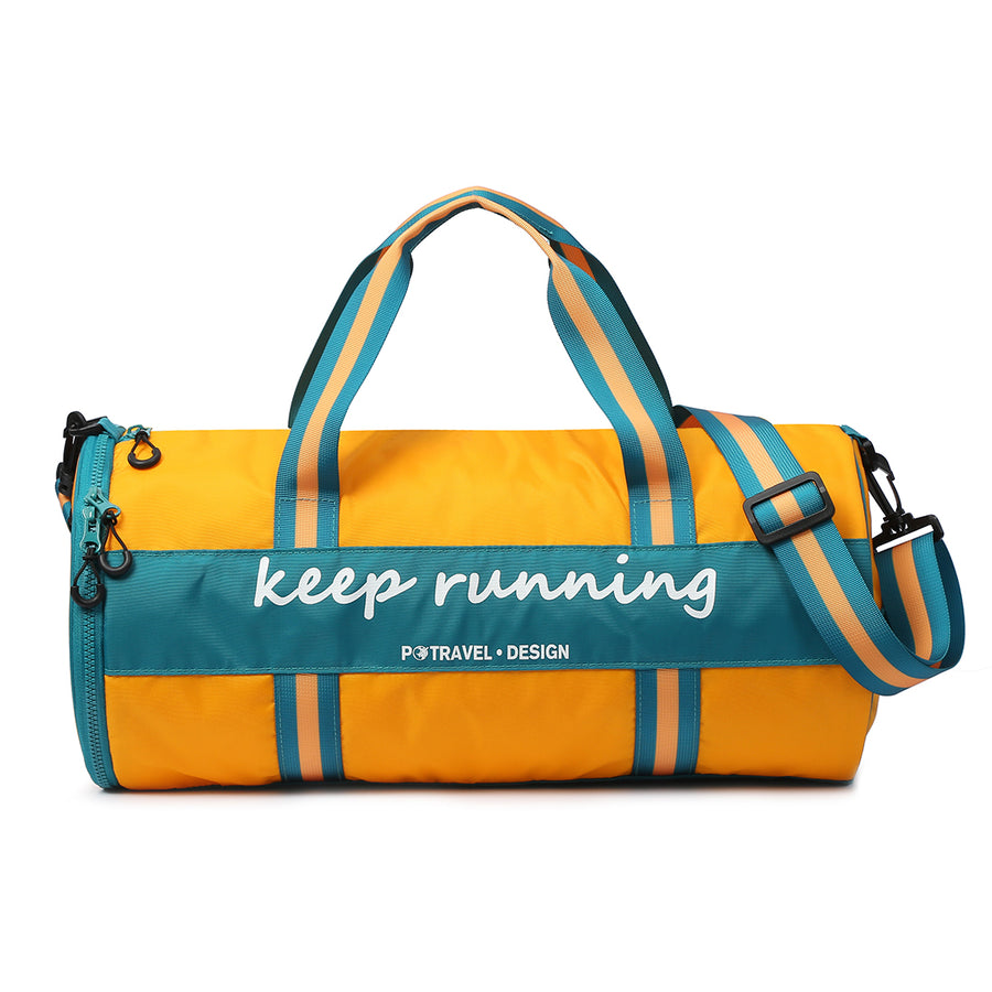 GYM, FITNESS, SPORTS BAG with separate shoe compartment  - Yellow with green trim