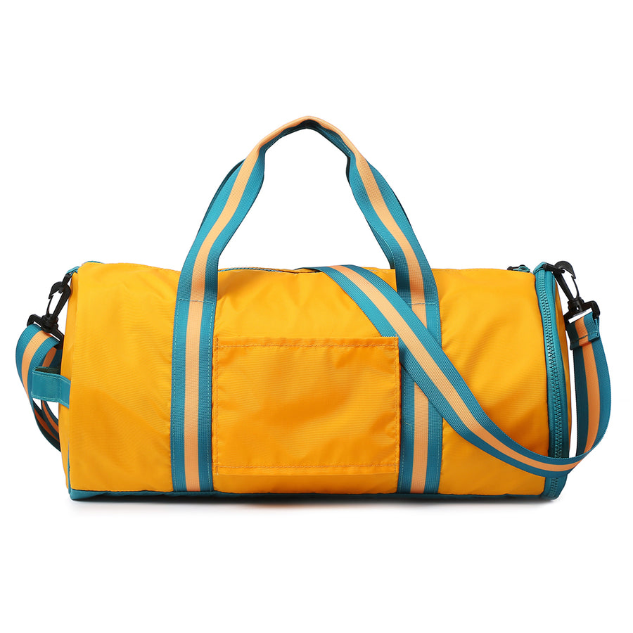 GYM, FITNESS, SPORTS BAG with separate shoe compartment  - Yellow with green trim