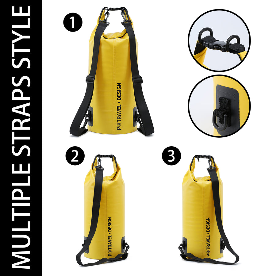 FLOATING BACKPACK DRY BAG for boating, fishing, kayaking, Swimming  - Yellow 15L