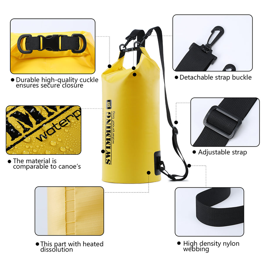 FLOATING BACKPACK DRY BAG for boating, fishing, kayaking, Swimming  - Yellow 15L